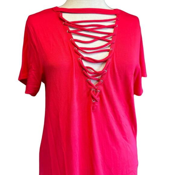 Womens Top Size Small Red Biker Indie Punk Retro Hippie Office Siren Concert Fun - Picture 5 of 7